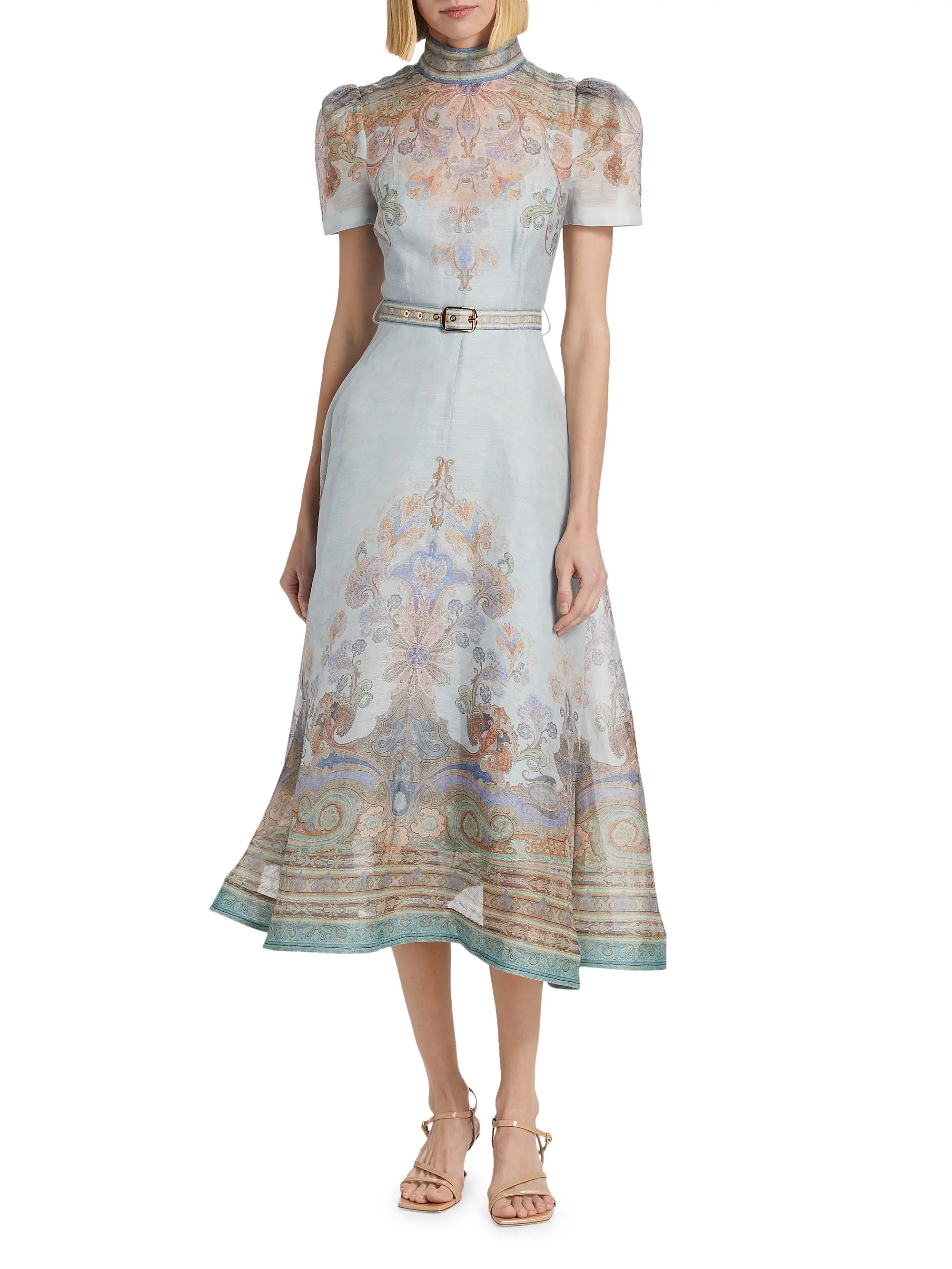 Eden Printed Linen & Silk Midi-Dress | Saks Fifth Avenue