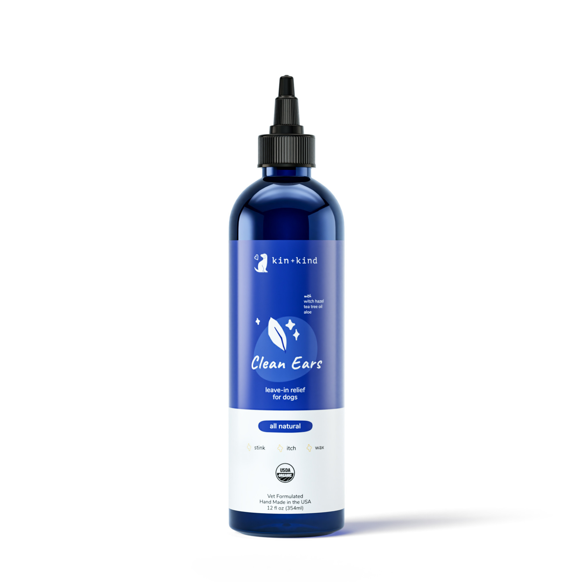 kin+kind Organic Clean Ears - Leave-In Dog Ear Cleaner | Grove