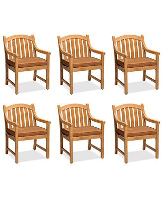 Set of 6 Bristol Teak Outdoor Dining Chairs | Macy's