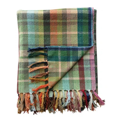 Plaid Woven Cotton Throw With Pattern And Fringe | Wayfair North America