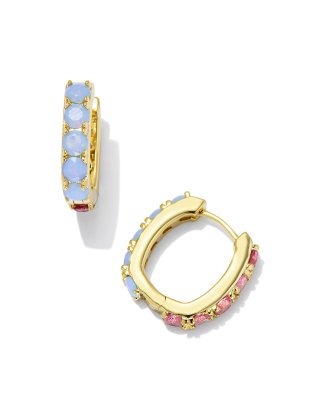 Chandler Gold Huggie Earrings in White Opalite Mix | Kendra Scott | Kendra Scott