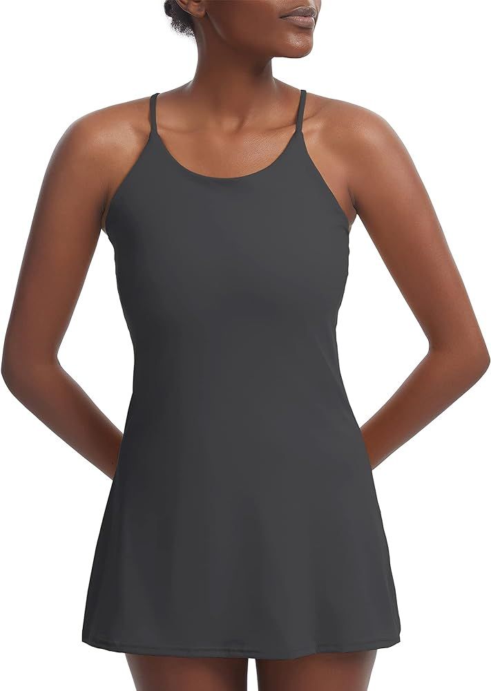 Women's Tennis Dress, Workout Golf Dress Built-in with Bra & Shorts Pocket Sleeveless Athletic Dr... | Amazon (US)