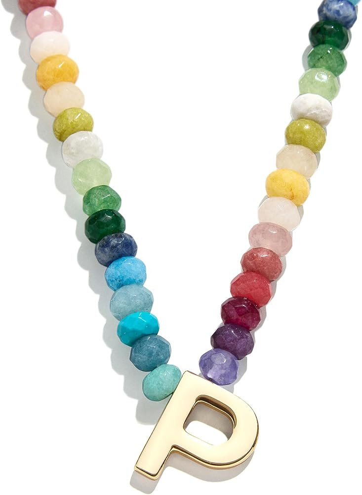Semi-Precious Block Initial Necklace | Amazon (US)