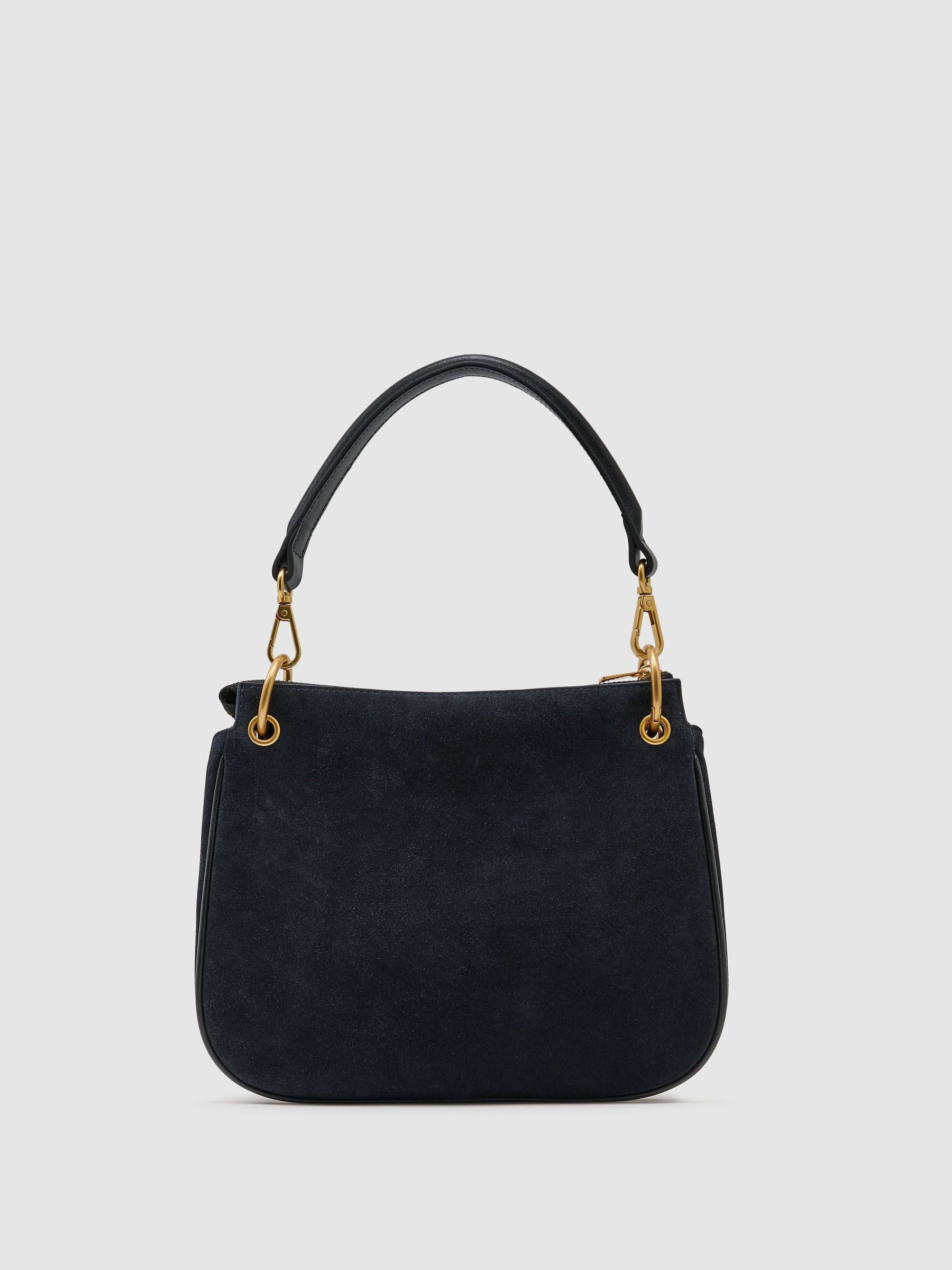 Reiss Suede Crossbody Bag in Navy - REISS | Reiss UK