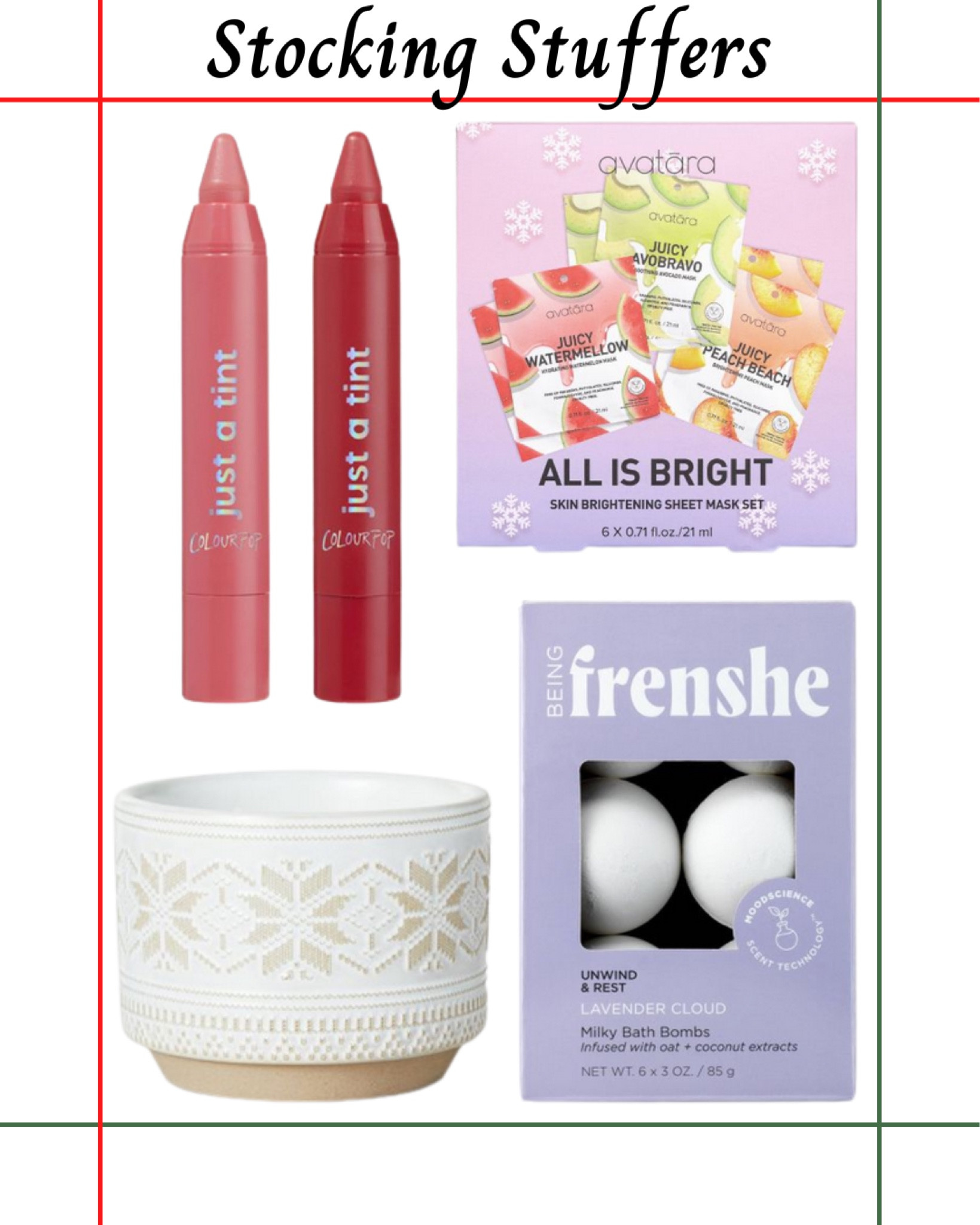 Check out these ideas for stocking stuffers.

Christmas, stocking stuffers, Christmas gifts, Christmas presents, secret santa, candles .

#LTKstyletip #LTKHoliday #LTKGiftGuide