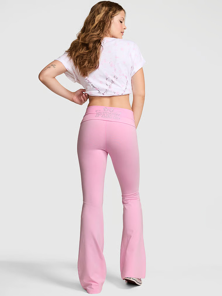 PINK x LoveShackFancy Cotton Foldover Flare Leggings | Victoria's Secret (US / CA )