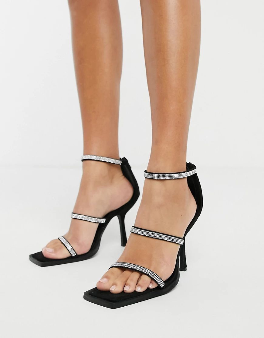 NA-KD embellished strappy heels in black | ASOS (Global)