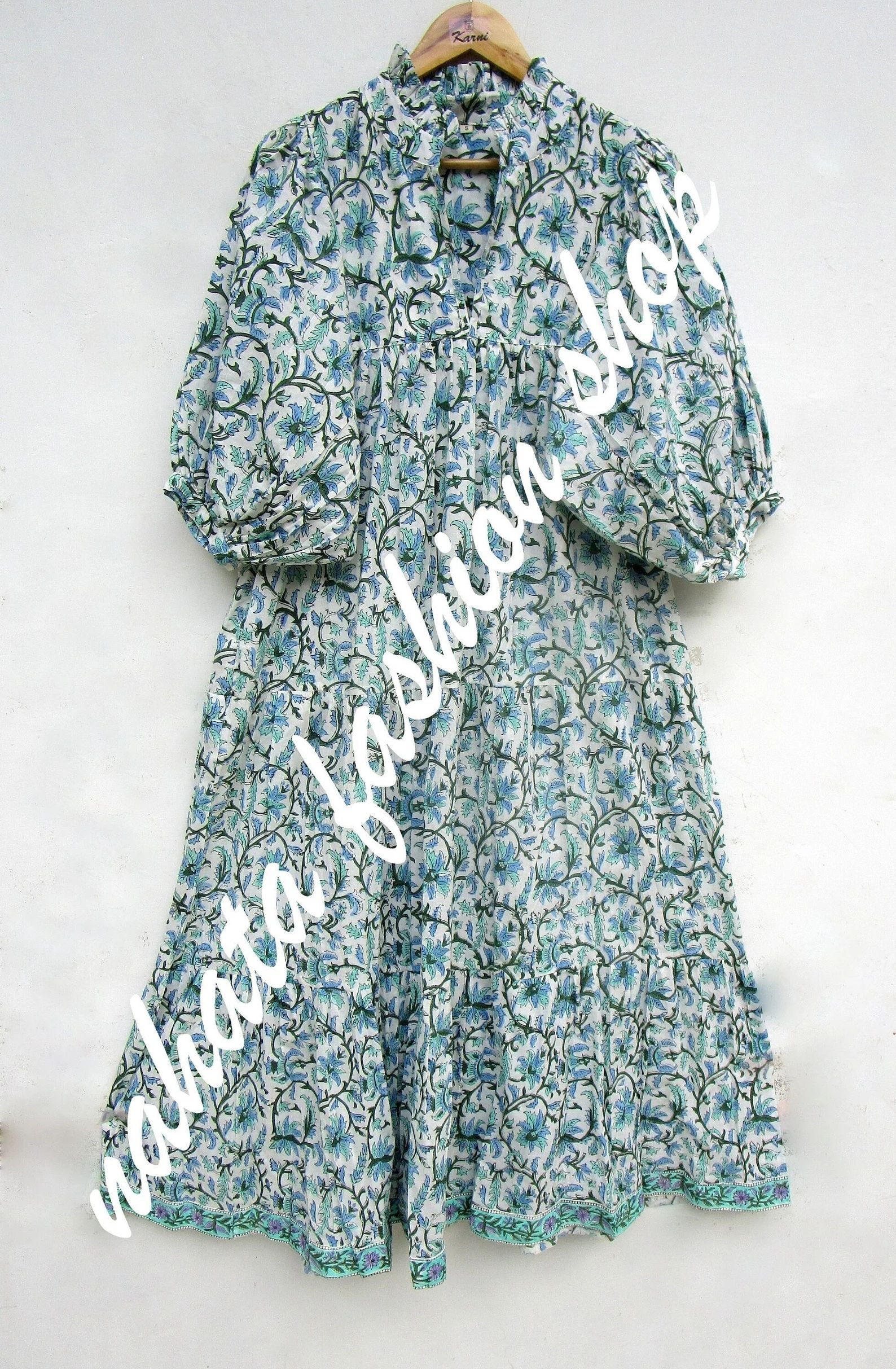 block printed summer maxi dress - v neckline maxi dress - 3/4th sleeve boho maxi dress | Etsy (US)