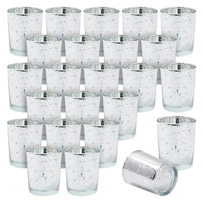 Juvale 24 Pack Mercury Glass Silver Votive Candle Holders Bulk Set for Tea Lights, Table Decoration, Wedding, Party, 2.2 x 2.6 In | Target