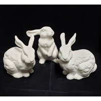 Unpainted Ceramic 3 Bunny Set, Unfinished Bisque, Ceramics, Ready To Paint, Realistic Rabbit, Easter Bunny, Spring Decor, Sweet | Etsy (US)