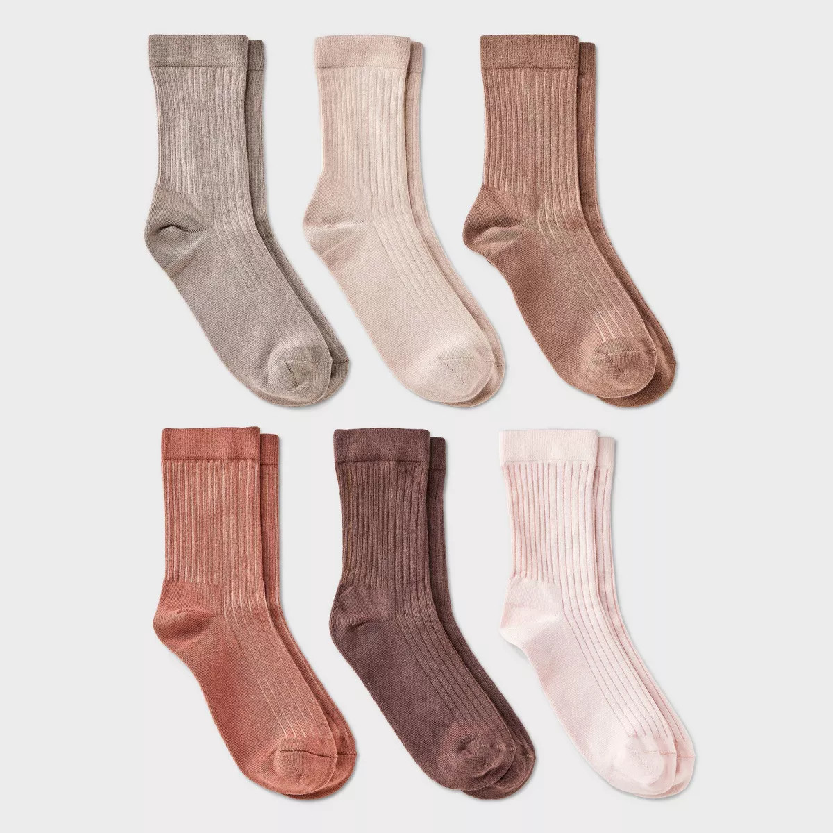 Women's Variegated Ribbed 6pk Mid Crew Socks - A New Day™ 4-10 | Target