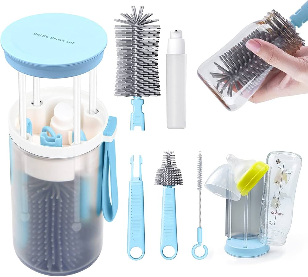 Travel Bottle Cleaner Kit, Merystar Baby Bottle Brush Set with Extendable Liquid Silicone Brush, ... | Amazon (US)