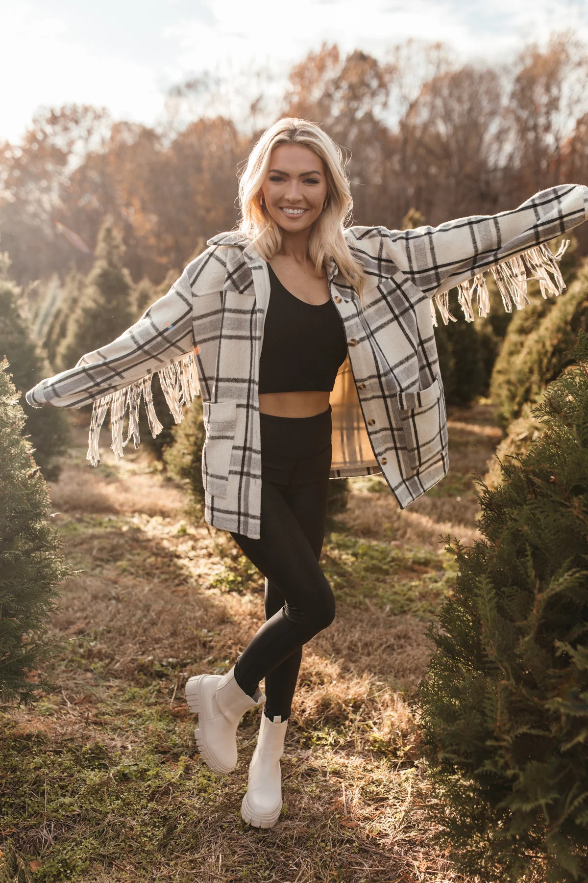 Chloe Fringe Plaid Jacket | The Post