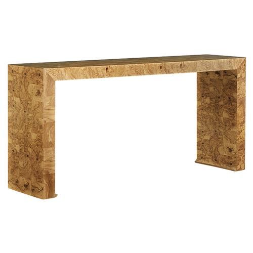 Lillia Rustic Lodge Brown Burl Slab Wood Rectangular Console Table - Small | Kathy Kuo Home