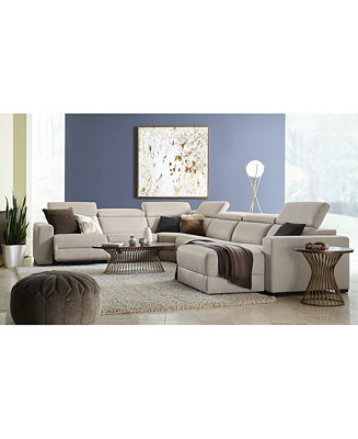 Nevio 124" 5-Pc. Fabric Sectional Sofa with Chaise, Created for Macy's | Macy's