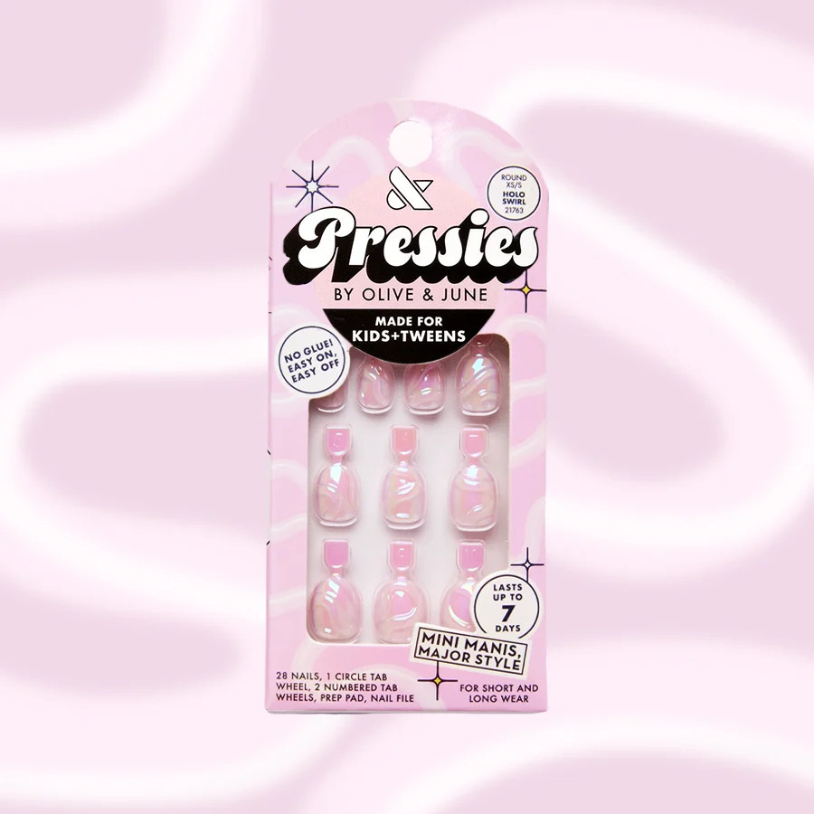 Holo Swirl - Pressies | Extra Short Short | Round | Olive & June