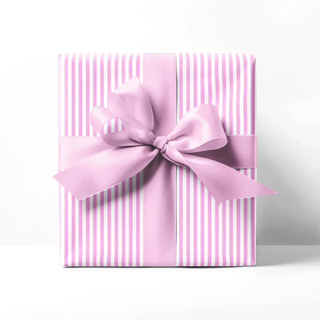 Pink Pinstripe Wrapping Paper, Pink and White Wrapping Paper Roll, Valentines Baby Shower Birthda... | Etsy (US)