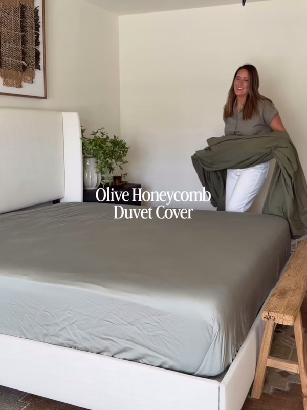 This olive bedding might be one of my favorite looks yet.