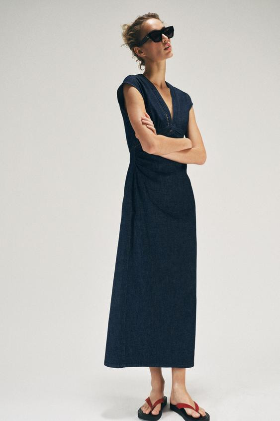 LACE TRIM MIDI DRESS | Zara Canada