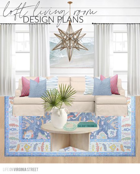 Upstairs loft living room design ideas for our Florida new build! I’m planning to use some bright colors, a bold colored rug, our linen sectional, light wood coffee table, white linen drapes, and coastal accessories. Also linking our oversized Moravian star chandelier that hangs in the neighboring entryway! Get more details and additional design plans here: https://lifeonvirginiastreet.com/florida-design-plan-ideas/
.
#ltkhome #ltksalealert #ltkunder50 #ltkunder100 #ltkstyletip #ltkfind #ltkseasonal

#LTKSeasonal #LTKsalealert #LTKhome