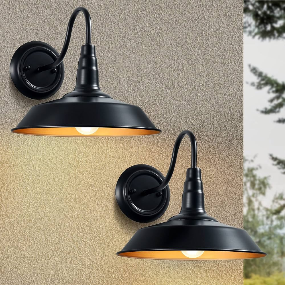 LEDIARY 12 inch Gooseneck Barn Lights Outdoor, Exterior Classic Black Outdoor Wall Sconce for Por... | Amazon (US)