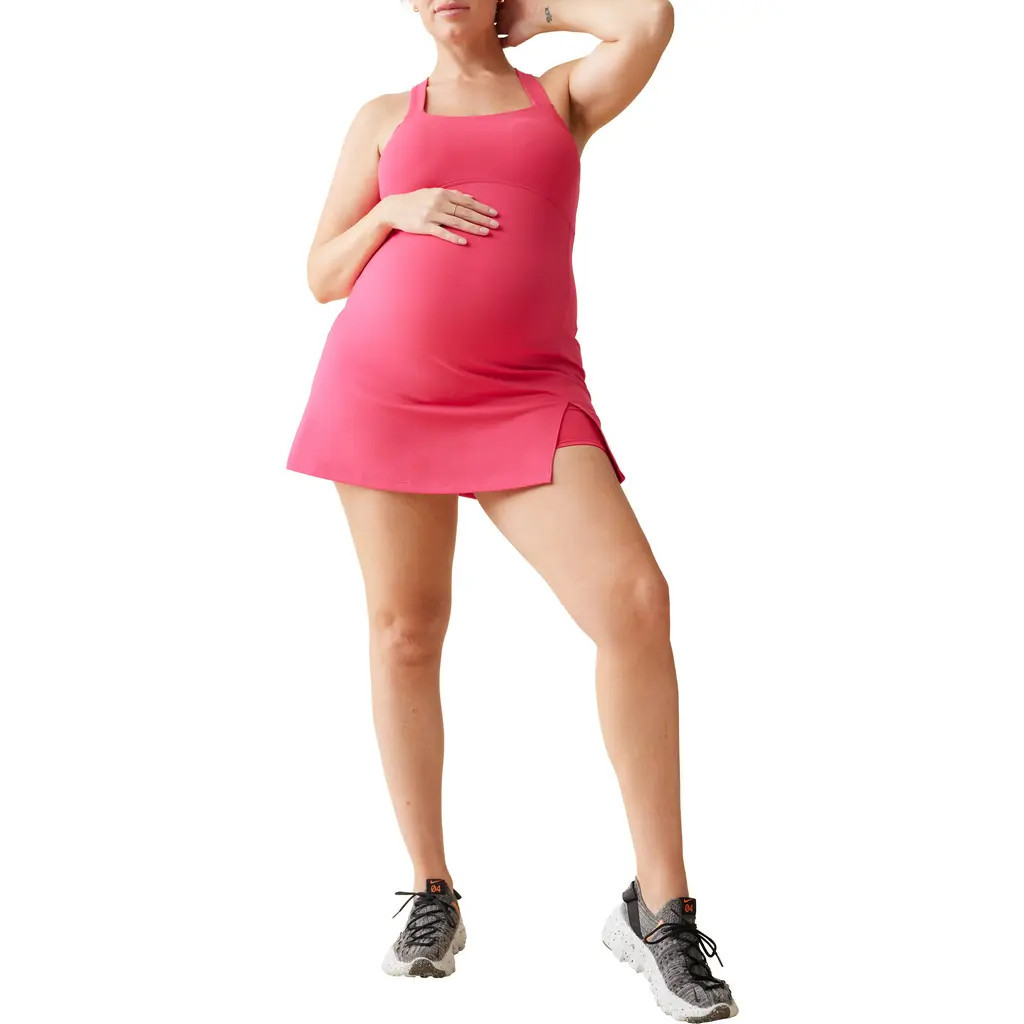 Ingrid & Isabel® Square Neck Active Maternity/Nursing Dress in Berry at Nordstrom, Size Medium | Nordstrom