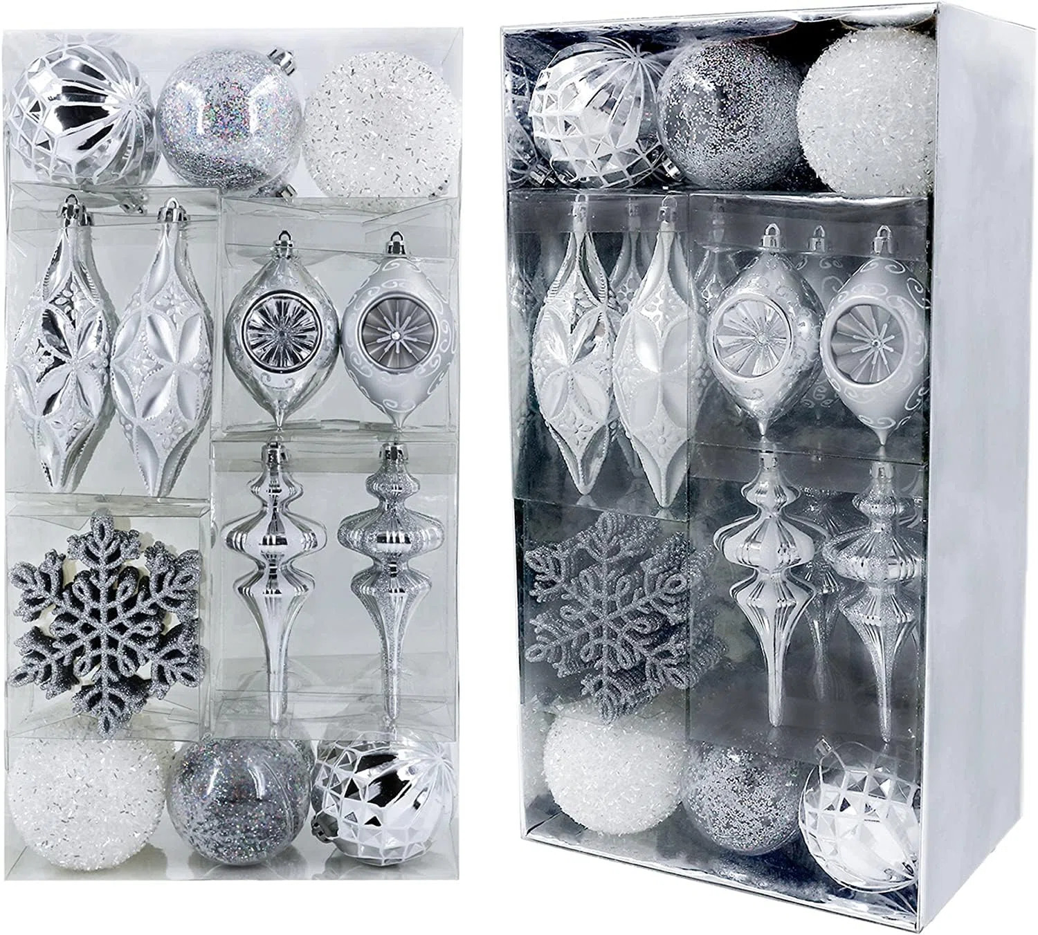 Christmas Ball Ornaments for, 50ct White and Silver Shatterproof Christmas Tree Decorations Set, ... | Wayfair North America