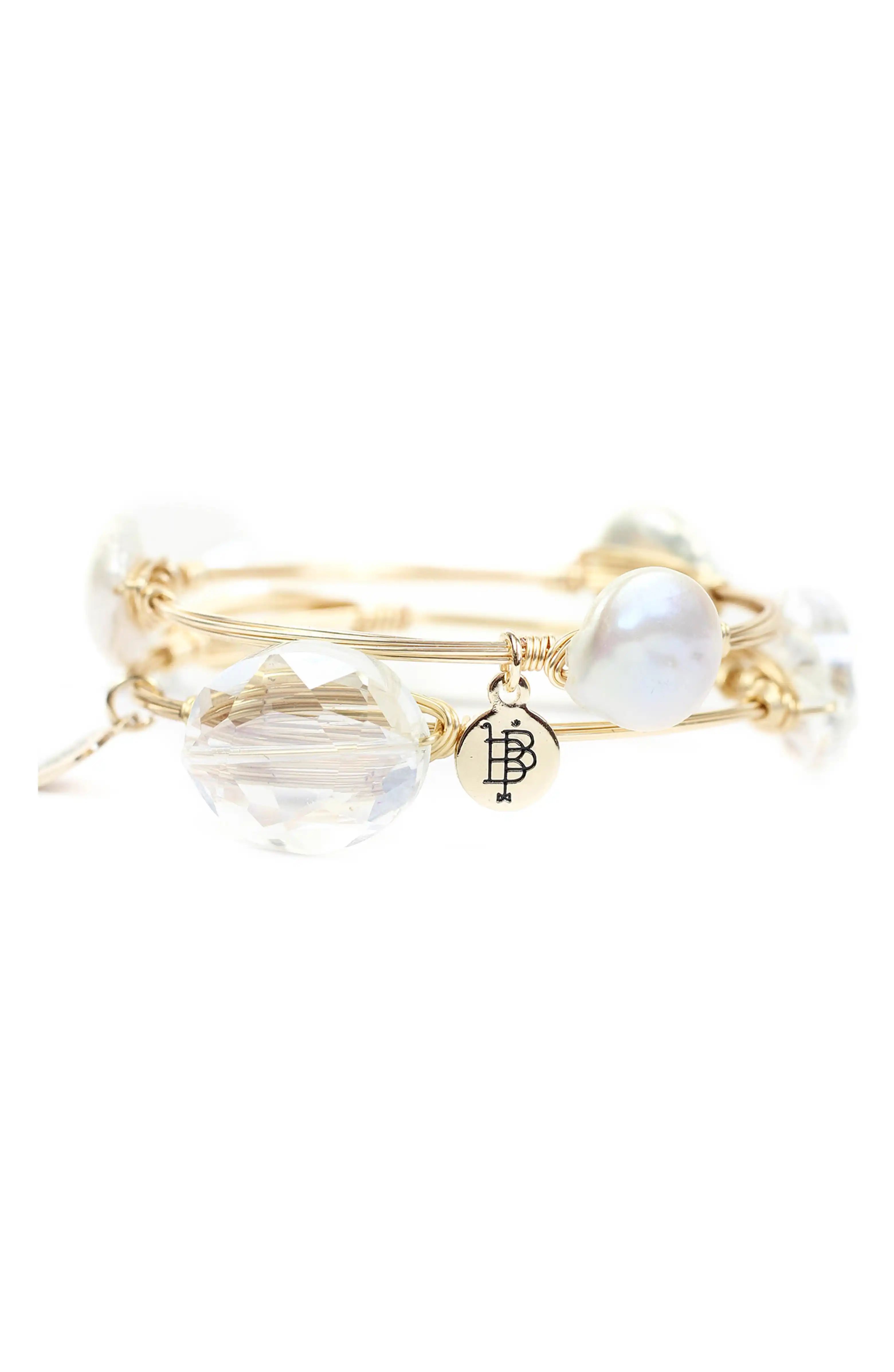 Cultured Pearl & Crystal Bangle Set | Nordstrom