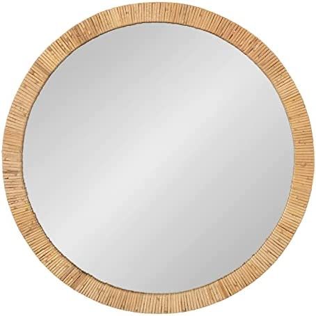 Amazon.com: Kate and Laurel Rahfy Boho Round Rattan Mirror, 28 Inch Diameter, Natural Wood, Decor... | Amazon (US)