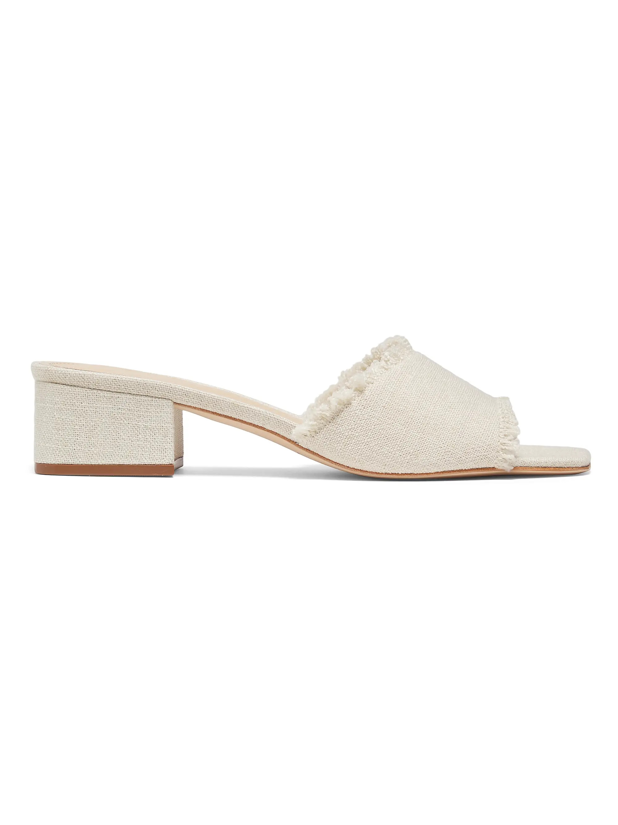 40MM Frayed Linen Block-Heel Sandals | Saks Fifth Avenue