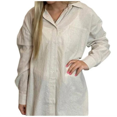 Women's Oversized Mini Stripe Button Down Shirt - Easel S | Target