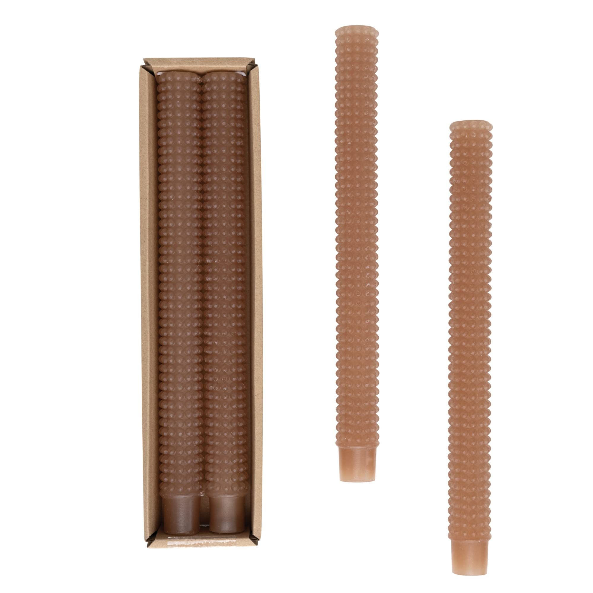 Creative Co-Op Unscented Hobnail Taper Box, Set of 2, Cappuccino Candles, 1" L x 1" W x 10" H, Brown | Amazon (US)