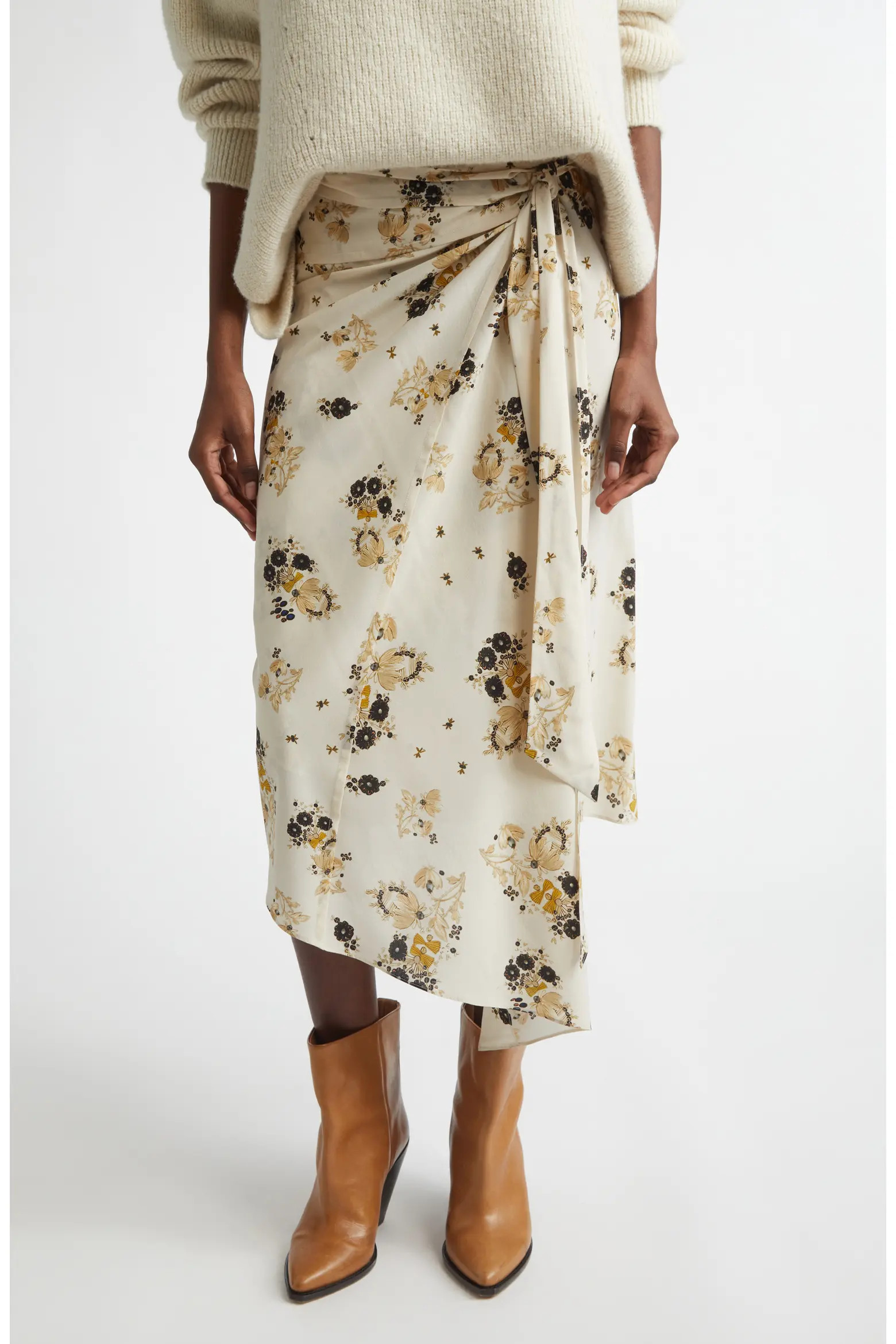 Isabel Marant Faniry Floral Asymmetrical Stretch Silk Midi Skirt (Women) | Nordstrom | Nordstrom
