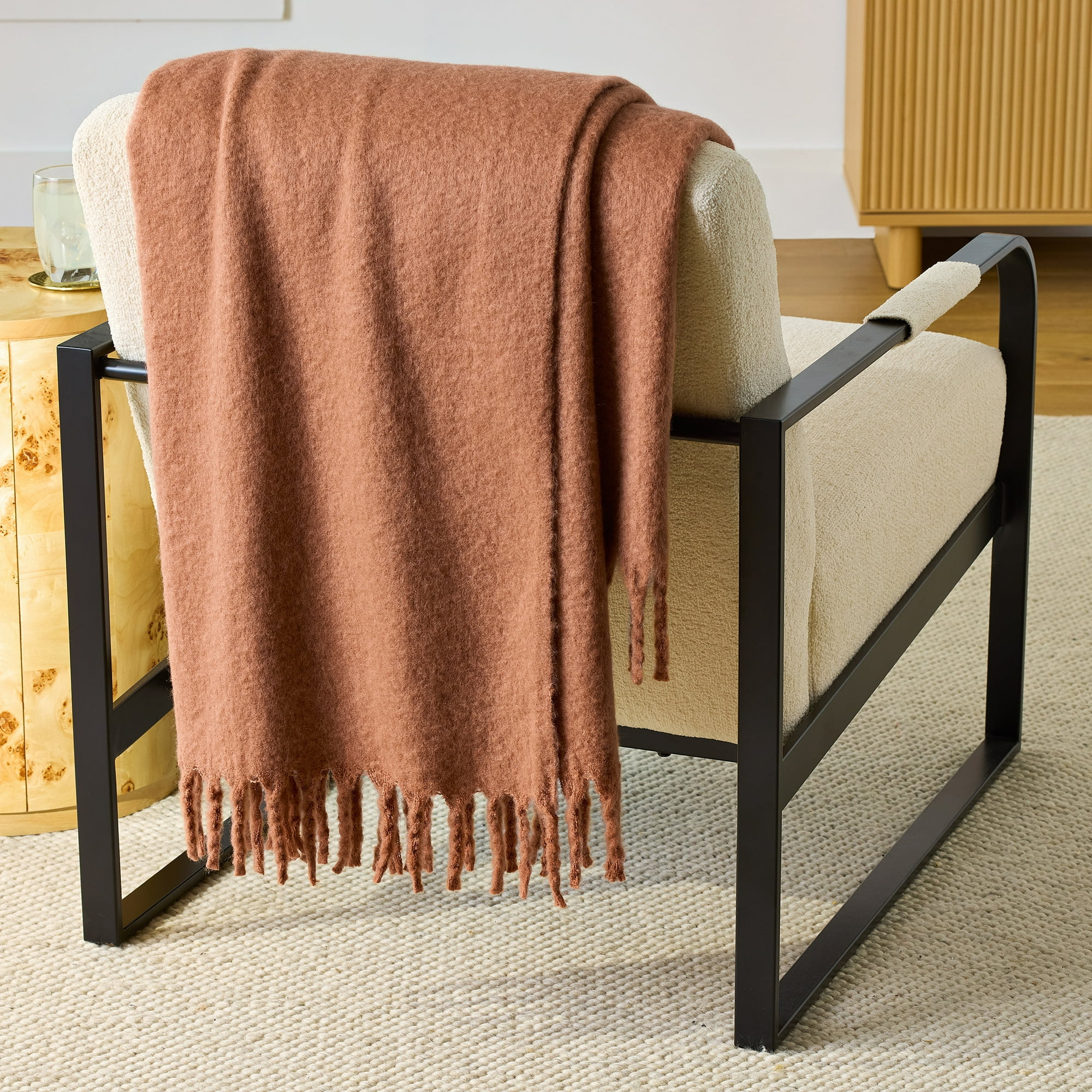 Better Homes & Gardens Faux Mohair Cozy Couch Throw Blanket Terracotta Clay, 50x72" | Walmart (US)