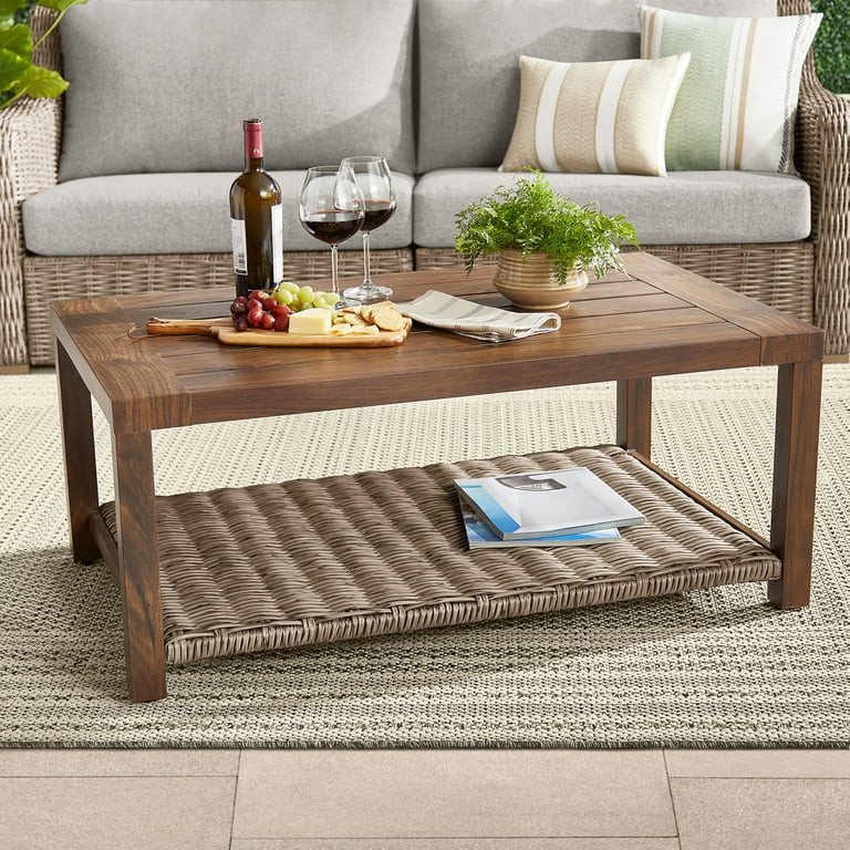 Better Homes & Gardens Bellamy Outdoor 1pc Patio Coffee Table, Gray Wicker | Walmart (US)