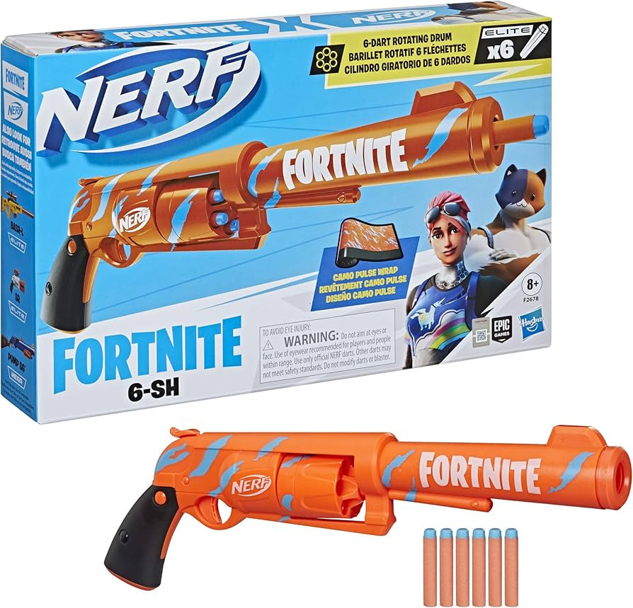 NERF Fortnite 6-SH Dart Blaster - Camo Pulse Wrap, Hammer Action Priming, 6-Dart Rotating Drum, I... | Amazon (CA)
