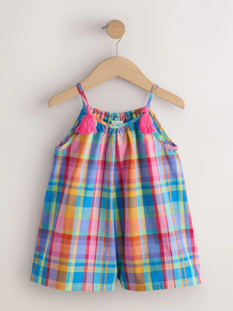 Multi Bright Check Strappy Playsuit (3mths-10yrs) | Next US