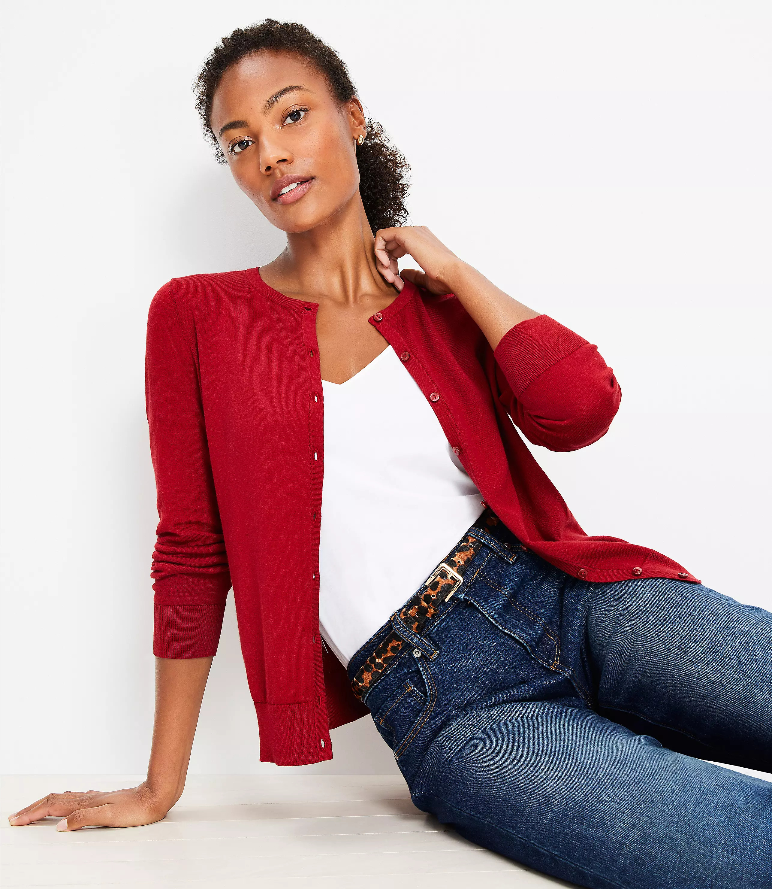 Crew Neck Cardigan | LOFT