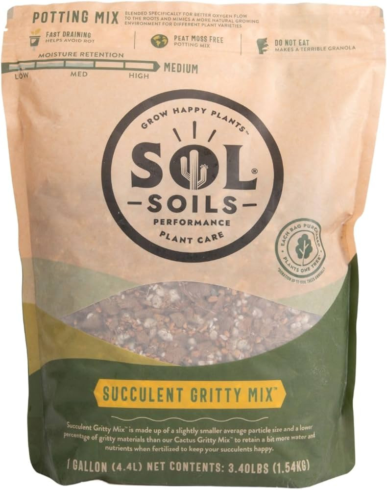 Sol Soils Succulent Gritty Mix 1 Gallon - Fast Draining Peat Moss Free Succulent Soil Potting Mix... | Amazon (US)