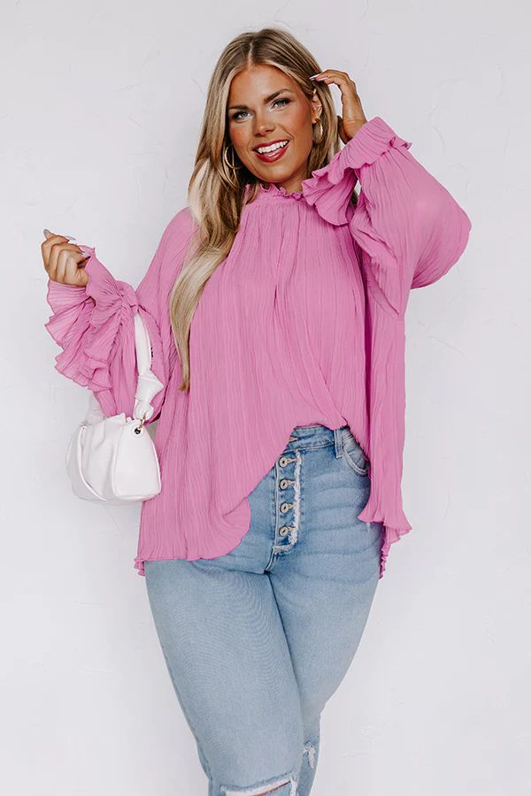 Tea Party Vibes Pleated Top in Blush Curves | Impressions Online Boutique