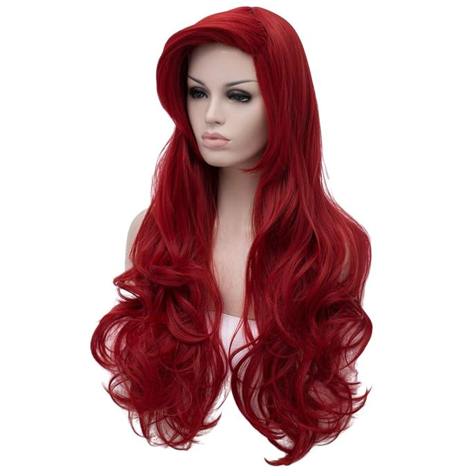 Curly Red Mermaid Wig for Women Long Wavy Cosplay Daily Hair Heat Resistant Synthetic Fiber Wig f... | Amazon (US)