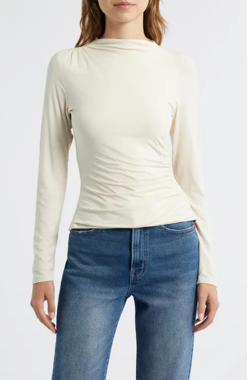 Rails Joelle Ruched Funnel Neck Top in Ivory at Nordstrom, Size Medium | Nordstrom