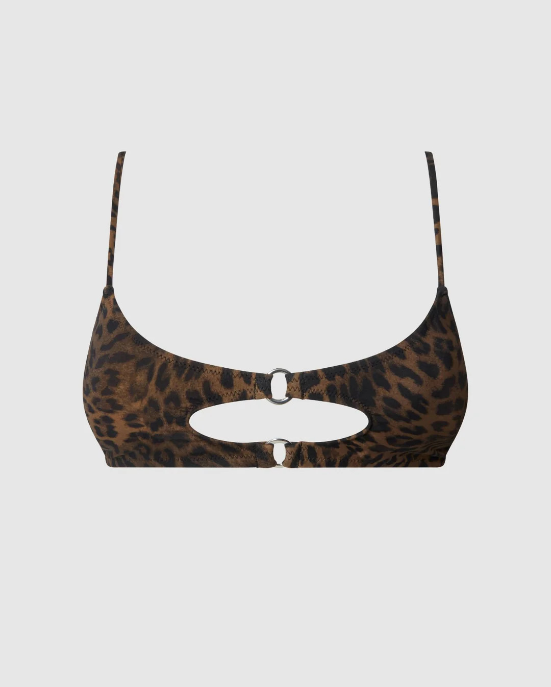 Ring Cut-Out Bikini Top Dark Leopard | Understatement