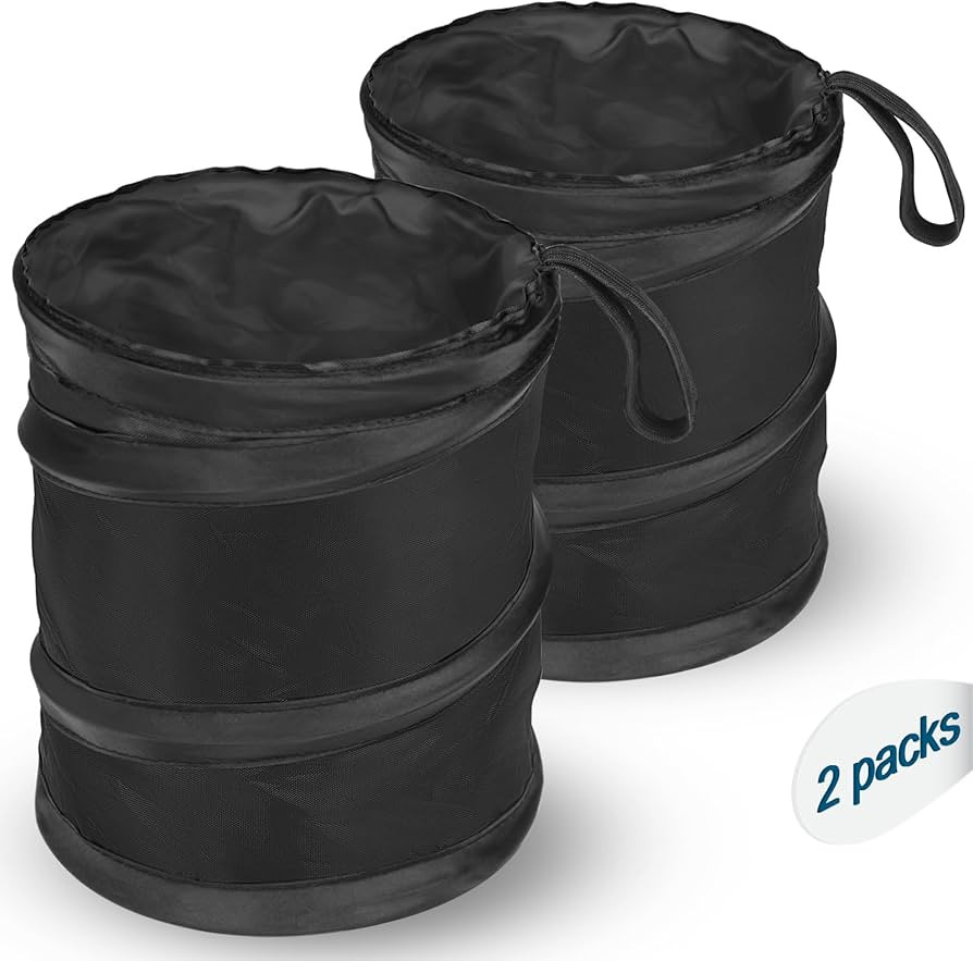 Car Trash Can, 2 Packs Mini Collapsible Pop-up Car Garbage Can, Waterproof Hanging Car Trash Bag ... | Amazon (US)