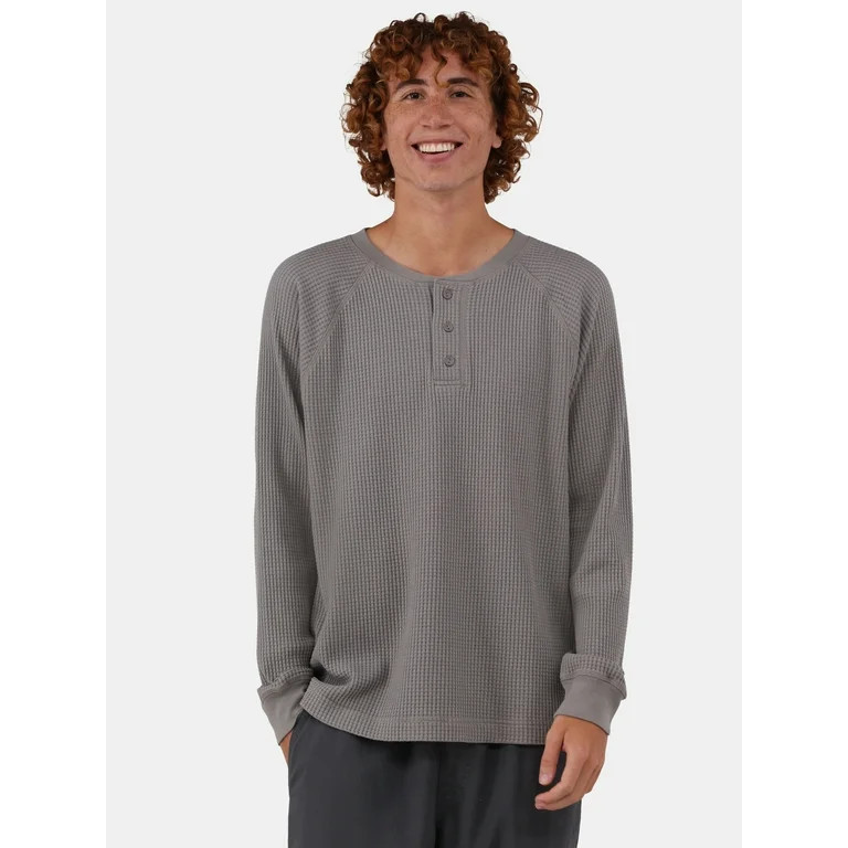 No Boundaries Thermal Henley Shirt with Long Sleeves, Men's and Big Men's | Walmart (US)