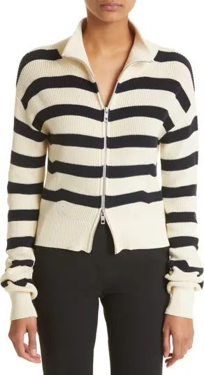 Amy Stripe Cotton Zip Sweater | Nordstrom
