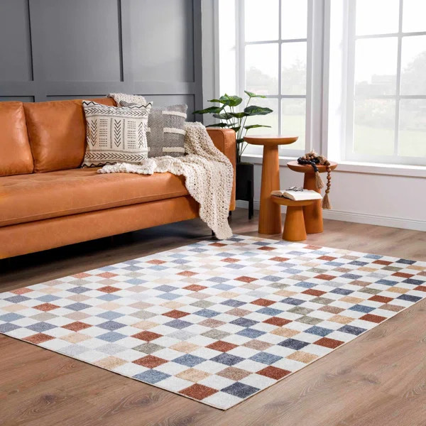Brunetti Checkered Machine Woven Polyester Area Rug | Wayfair North America