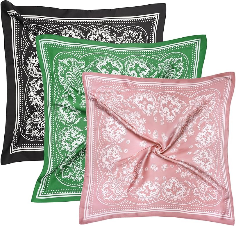 VANLINKER 27.5 Inches Silk Head Scarf for Women Men Vintage Bandanas Satin Hair Scarf Silk Wrap N... | Amazon (US)