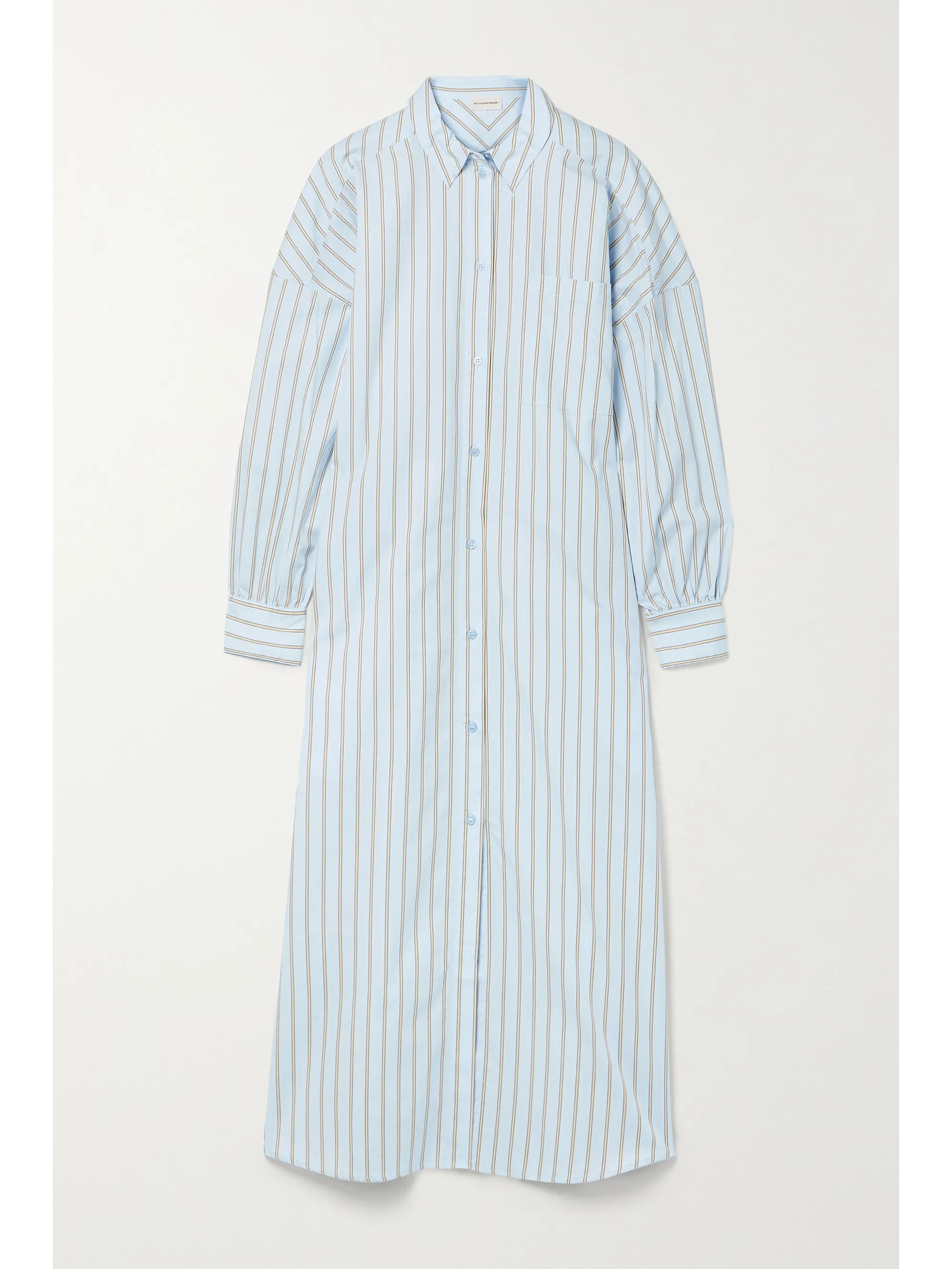 Sky blue Eina oversized striped organic cotton-poplin maxi dress | By Malene Birger | NET-A-PORTE... | NET-A-PORTER (US)