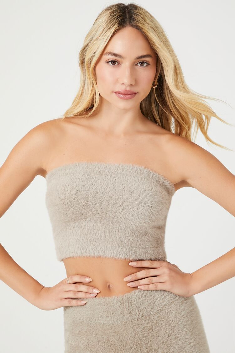 Fuzzy Sweater-Knit Tube Top | Forever 21